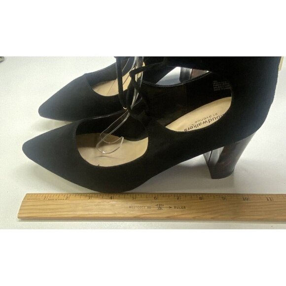 CLOUD WALKERS by Avenue Women Heels Size 10w Black Vesey Tie 3.5" Career Office - Picture 12 of 15